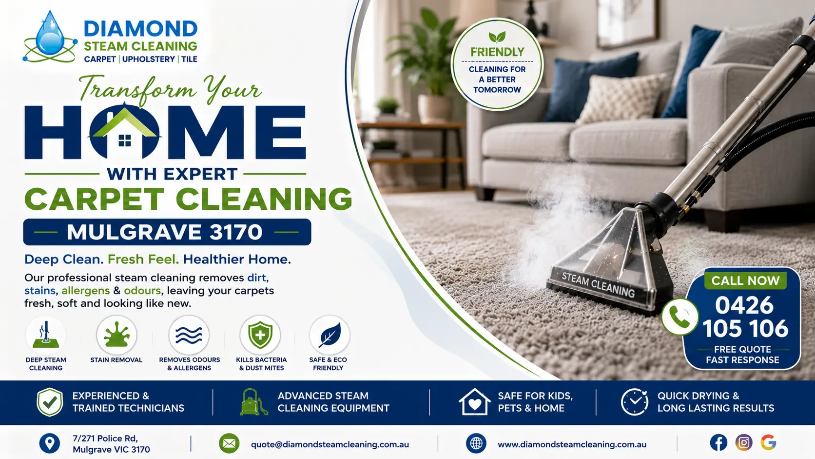 Transform Your Home with Expert Carpet Cleaning Mulgrave 3170 1 Expert carpet cleaning services in Mulgrave 3170 with deep steam carpet cleaning and stain removal